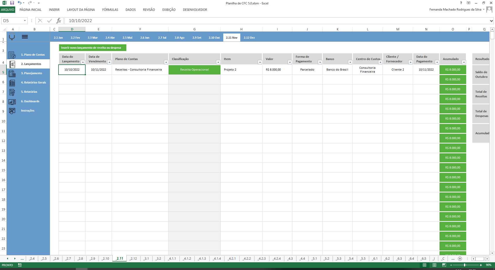 Planilha de Controle Financeiro em Excel  - LUZ Prime
