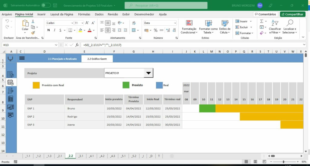 Planilha de Gerenciamento de Projetos em Excel